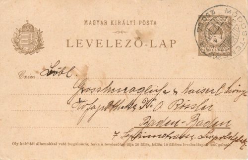Díjjegyes levelezőlap